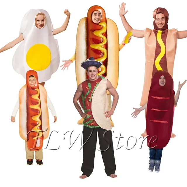 Fête de carnaval Drôle de nourriture Cosplay Costume d’Halloween pour  adulte Noël Famille Déguisement Hot Dog Pizza Tenues de vacances