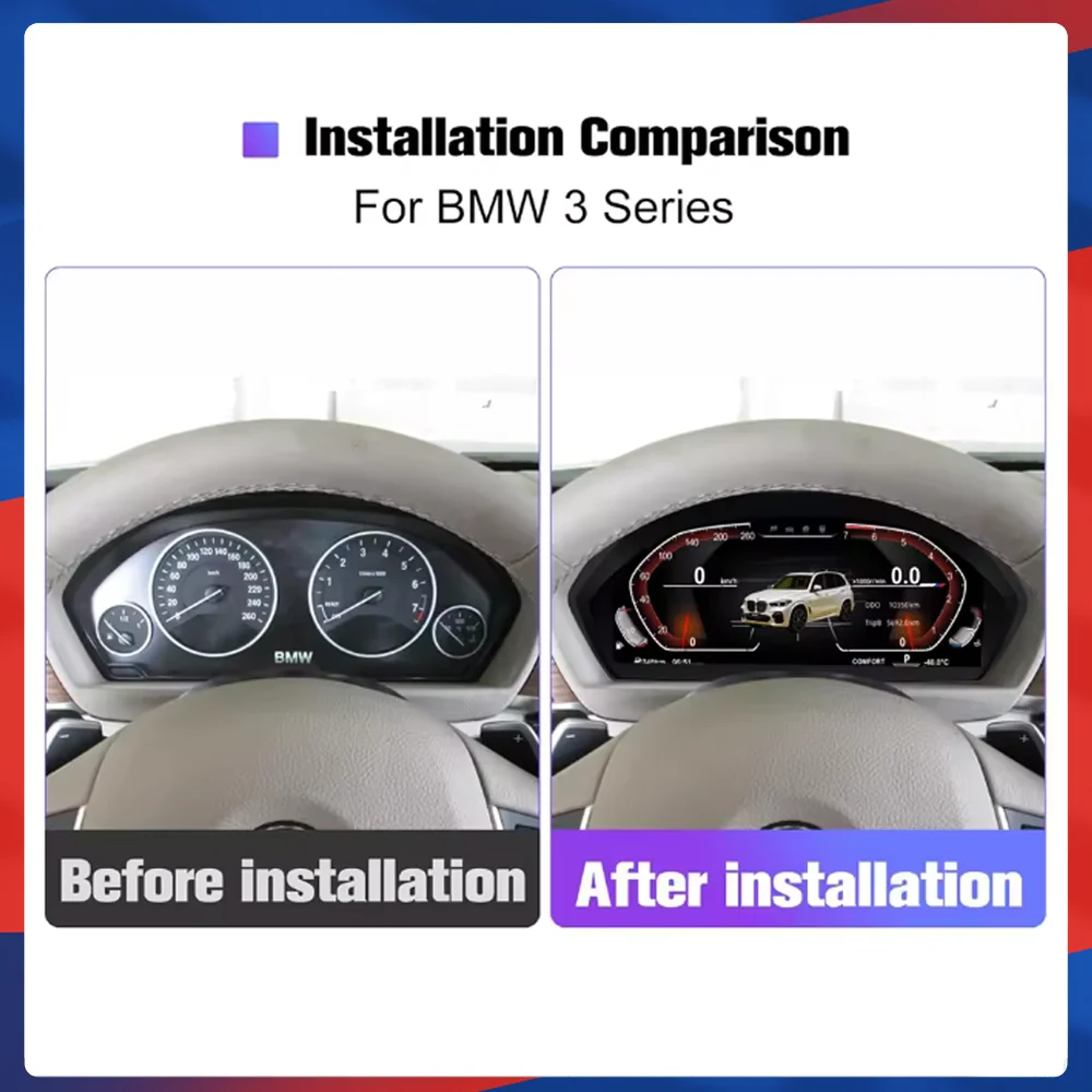 12.3인치 클러스터 대시보드 BMW F30/F31 GT-F34 F32/F33/F36 3/4 시리즈 속도계 디지털 계기판 LCD 계기판
