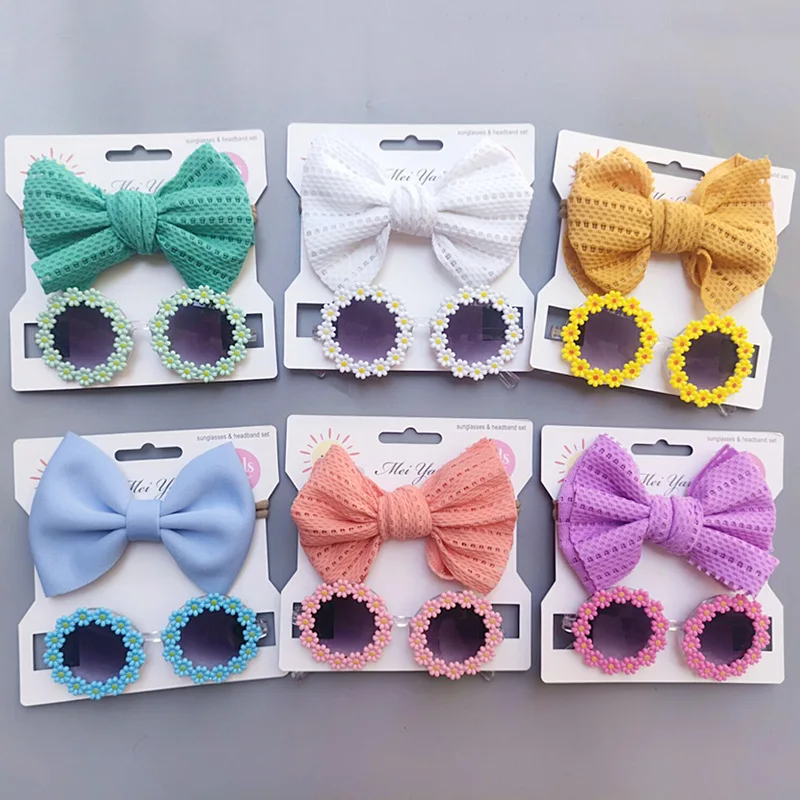 Childrens Daisy Sunglasses And Bow Headband Set For Summer_voghion.com