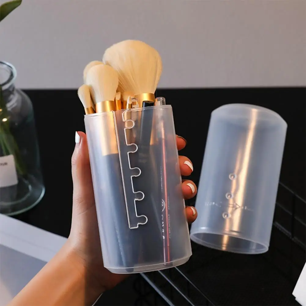 Makeup Brush Holder Adjustable Height Waterproof Dustproof Organizer Transparent Makeup Brush Storage Box Household Supplies 2