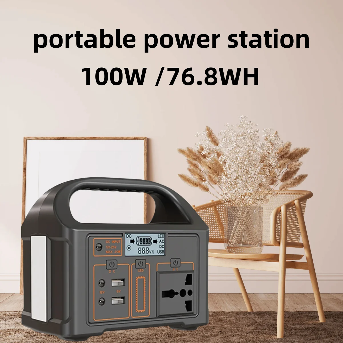 

100w Portable Power Station 110v/200v LiFePO4 Mobile Power Solar Power Station Battery Emergency Outdoor Camping 76.8WH