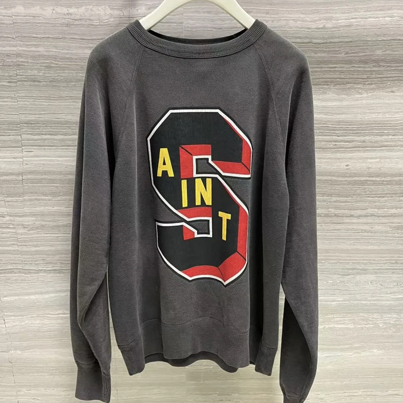 

New High Quality SAINT MICHAEL Hoodies American Vintage Wash Do Old Big Logo Letter Print Men Women Casual Fashion Sweatshirts