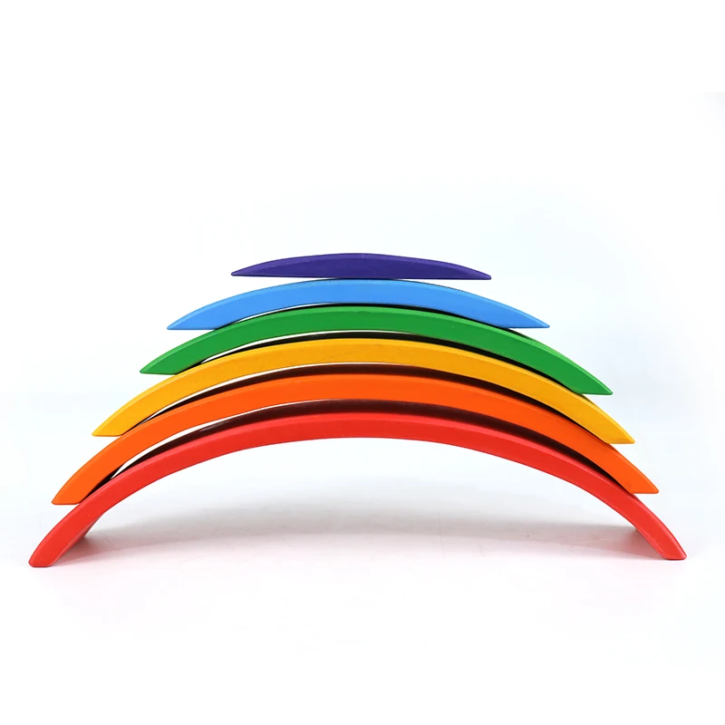 Colorful Wooden Rainbow Stacking Blocks - Montessori-Inspired Educational Toy