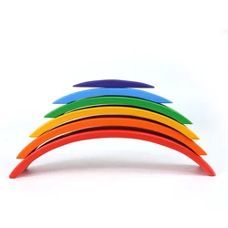 Colorful Wooden Rainbow Stacking Blocks - Montessori - Inspired Educational Toy (Rainbow Bridge)