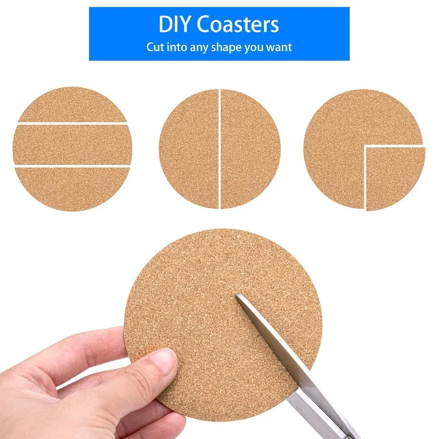 120PCS Self-Adhesive Cork for Coasters 3.74" Round Coasters for Crafts Drinks and Home Tabletop Decoration Easy to Customize Ma
