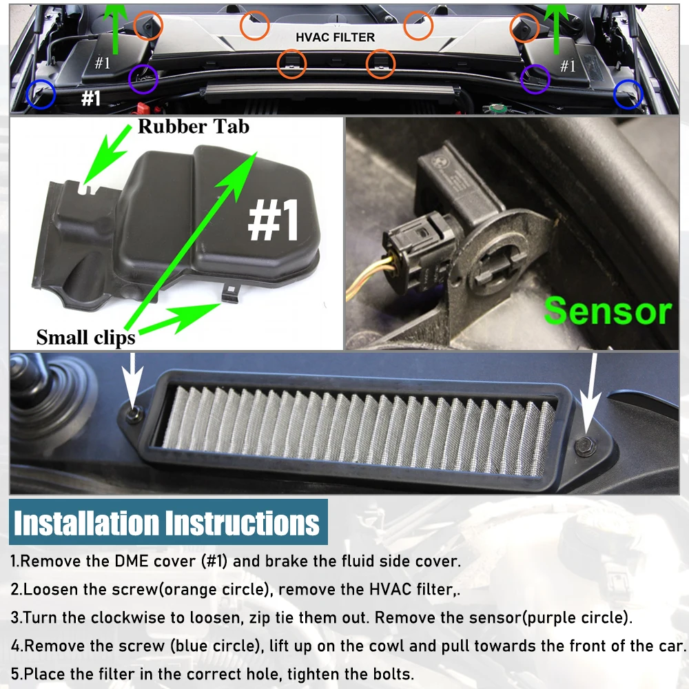 Cabin Air Cowl Filter For BMW E Chassis E82 E88 E90 E91 E92 E93 X1 M3 128i 135i 328i 335i air filters