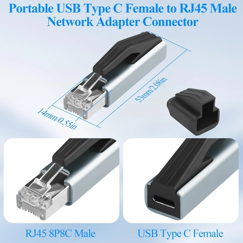 1000Mbps USB-C-RJ45 네트워크 어댑터 휴대용 유형 C-RJ45 이더넷 커넥터 네트워크 변환, 노트북 스위치 라우터용