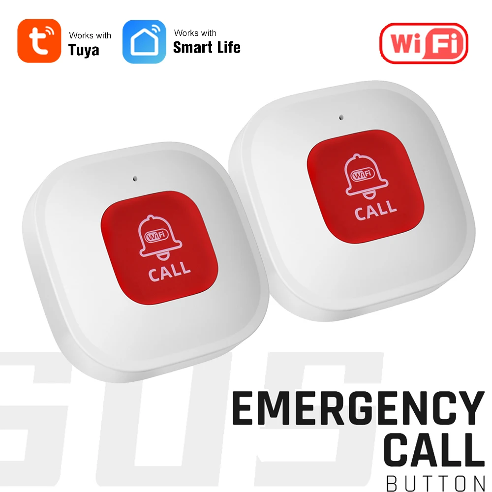 Tuya WiFi Smart SOS Call Button Wireless Caregiver Pager Phone Alert Transmitter Emergency Call Button Kids Elderly Patient