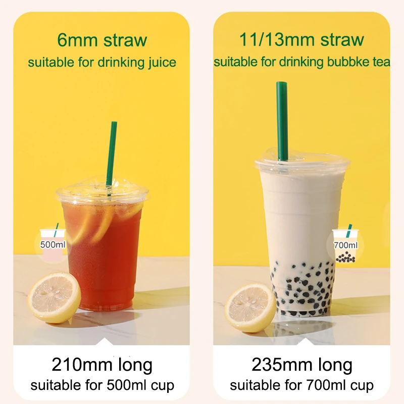 Drinking Straws Bpa Free Disposable Plastic Straws Milkshake Wide Boba Bubble Tea Long Individually Wrapped Drinkware Bar Tools