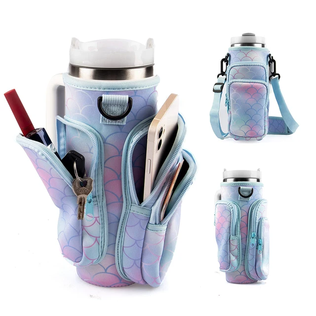 30oz 40oz Neoprene Insulated Water Bottle Carrier Bag for Stanley Cup Anti-fall No-slip Protective Sleeve with Strap Mini Pocket 3