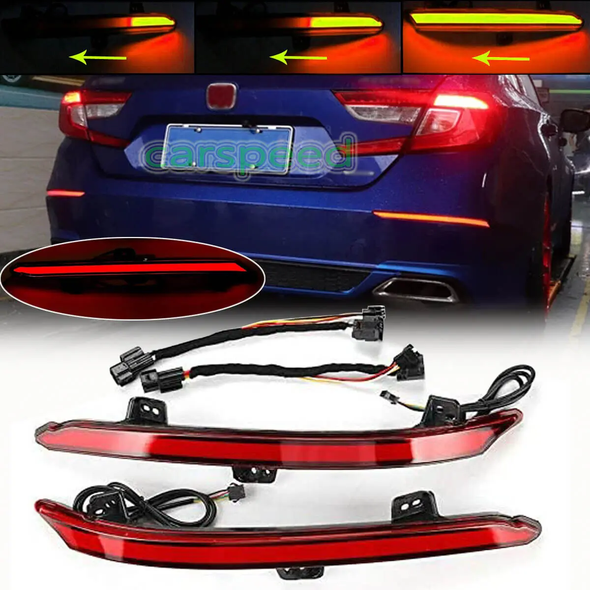 

LED Reflector Rear Bumper Tail Light for Honda Accord 2018 -2022 DRL Brake Lamp w/ Dynamic Sequential Turn Signal Car Accessorie