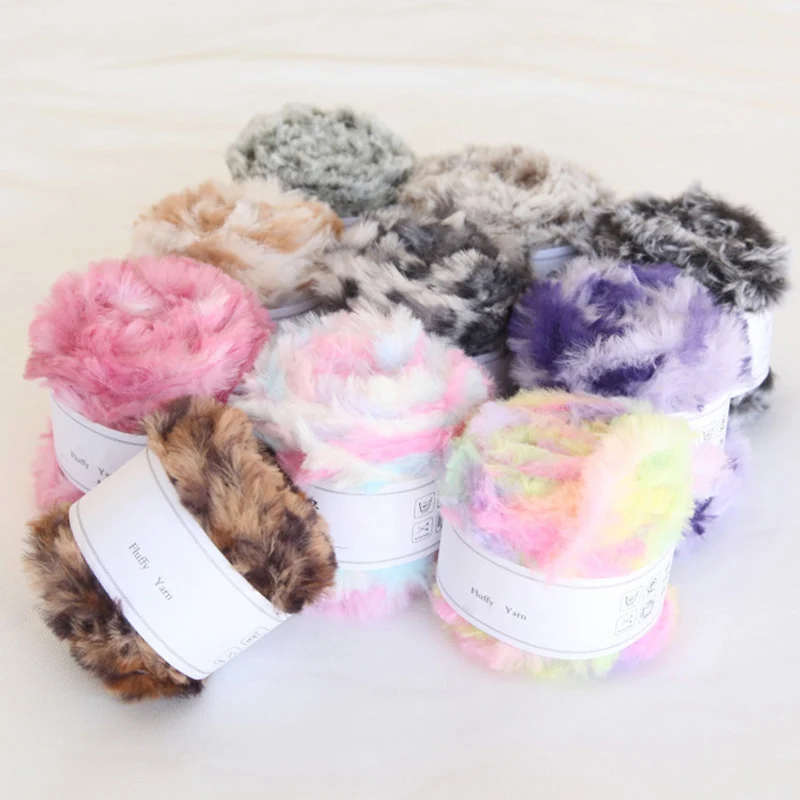 

50G/Roll Faux Fur Fluffy Mink Wool Yarn Cashmere Hand Knitting Long Plush Suede Thread for DIY Cardigan Shawl Scarf Hat Material