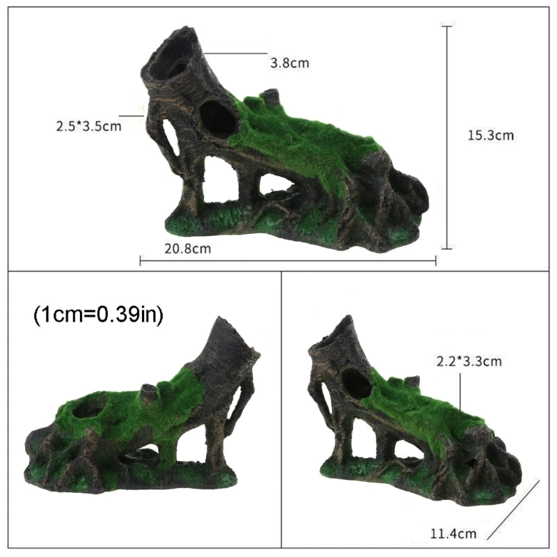 Moss Roots Aquarium Fish Tank Landscaping Decoration Vintage Home Resin Hideaway Shrimp Breeding Hiding Cave Shelter