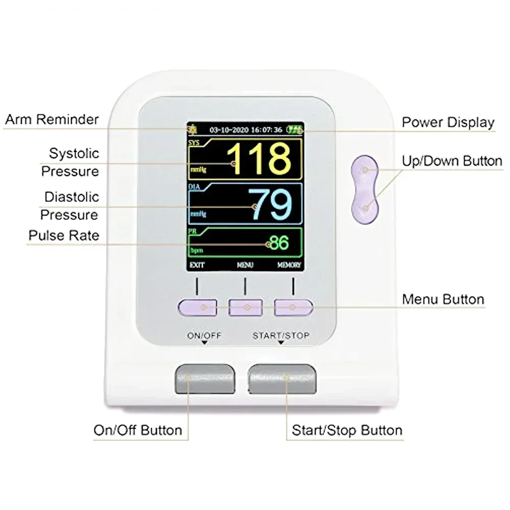 Digital Blood Pressure Monitor CONTEC08A Pediatric NIBP Software Sphygmomanometer Choosable NIBP Cuffs Accessories OR SpO2 Probe