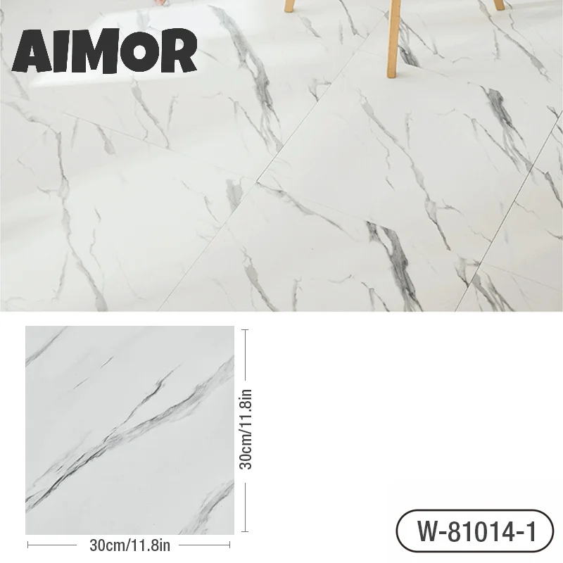 10 Piece Simulated Marble Tile Floor Sticker PVC Waterproof Self-adhesiver Living Room Toilet Kitchen Home Decor 3d Wall