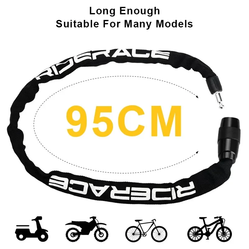 Motorcycle Chain Lock 95cm Portable Anti-theft With 2 Keys For Scooter Electric E-Bike MTB Mountain Bike