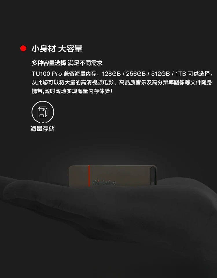 Genuine Lenovo TU100Pro Mobile Solid State Drive thinkplus 512GB USB3.1 Interface USB Mobile Solid State U Disk