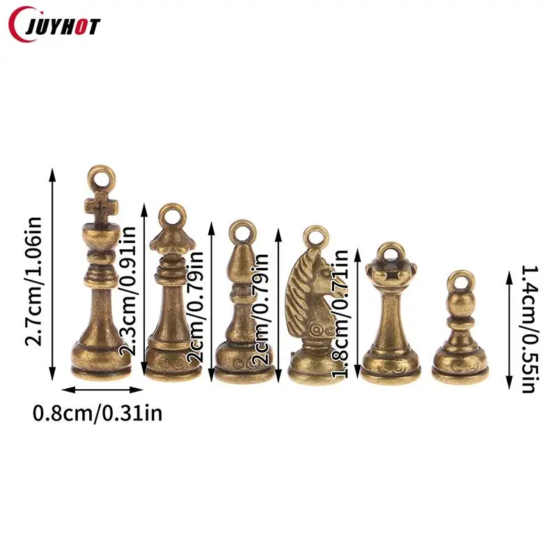 6 pz/Set Charms scacchi cavaliere vescovo pedina ciondolo antico bronzo tibetano Vintage fai da te per accessori gioielli fatti a mano