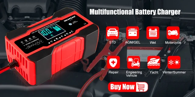 10-Amp Smart Battery Charger - 12V/24V Automatic Charger, Maintainer & Desulfator
