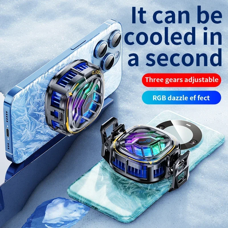 

X76 Mobile Phone Semiconductor Magnetic/ Back-clip 2 in 1 Cooling Radiator with Digital Display for IOS Android PUBG Game Cooler
