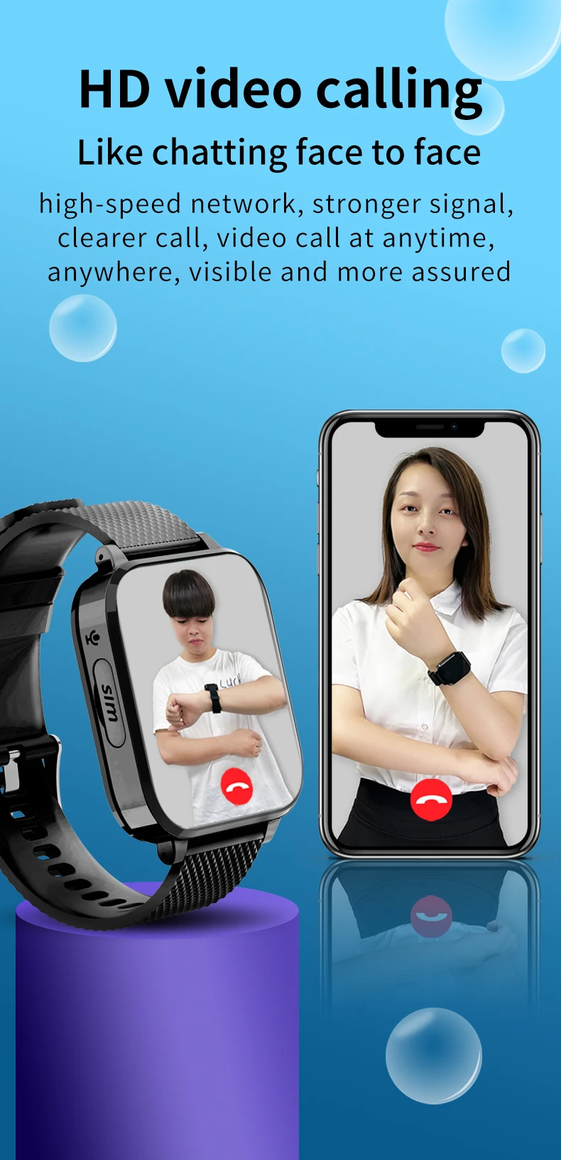 어린이용 스마트 워치 전화, T27 4G, 1G RAM, 8G ROM, GPS, HD 화상 통화, SOS, 1.7 인치 화면 시계, 앱 다운로드, 어린이 스마트워치