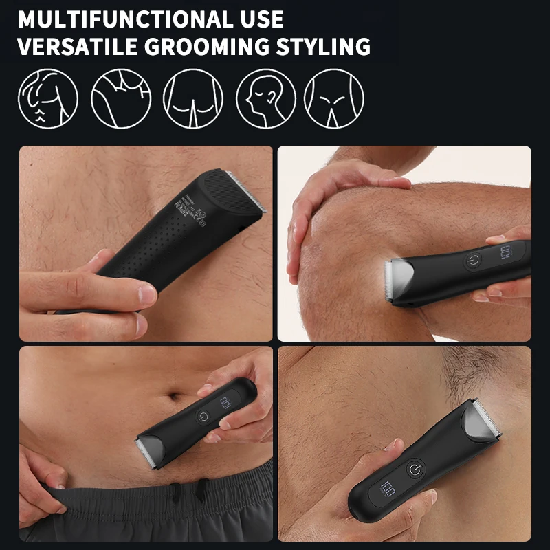 RESUXI 177 Men's 2-in-1 Electric Shaver LCD Rechargeable Razor Full Body Washing Hair Clipper Dry/Wet Full Body Hair Trimmer