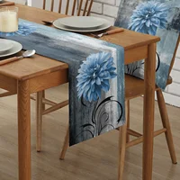 Dahlia Oil Painting Blue Table Runner Decoration Home Decor Dinner Table Decoration Table Decor 2
