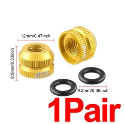 Aluminum Alloy Rustproof Tubeless Tire Valve Cap and Nut (Gold - 1Pair)