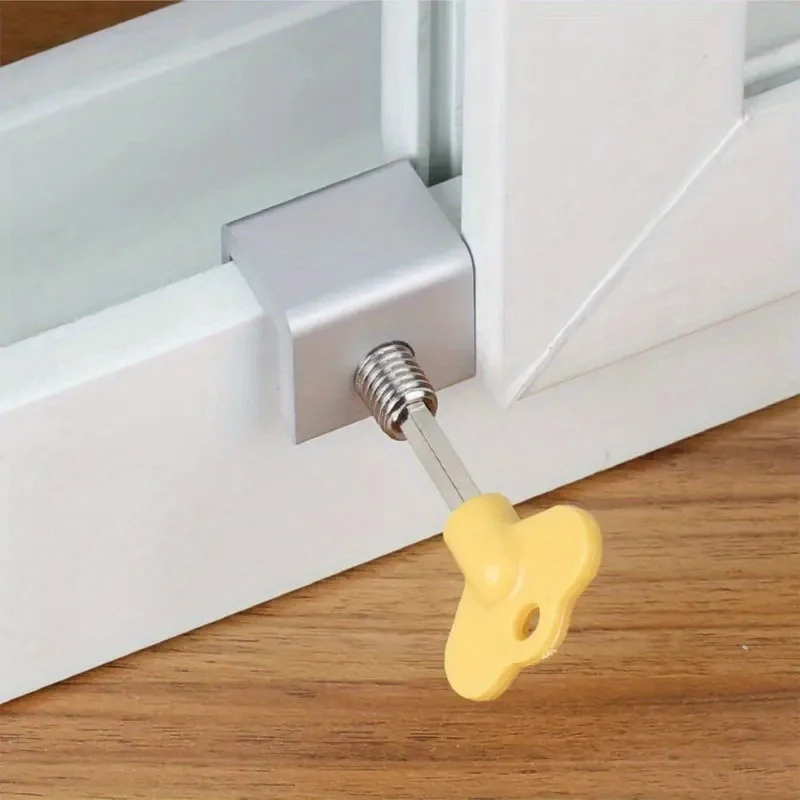 Cerraduras para ventanas corredizas, cerradura de seguridad ajustable para ventanas, topes de aluminio con llave, abrazaderas de bloqueo de ventanas de seguridad a prueba de niños