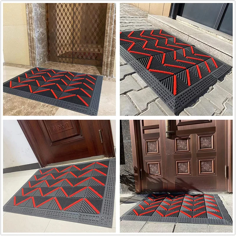 Black rubber door mat 40x40cm