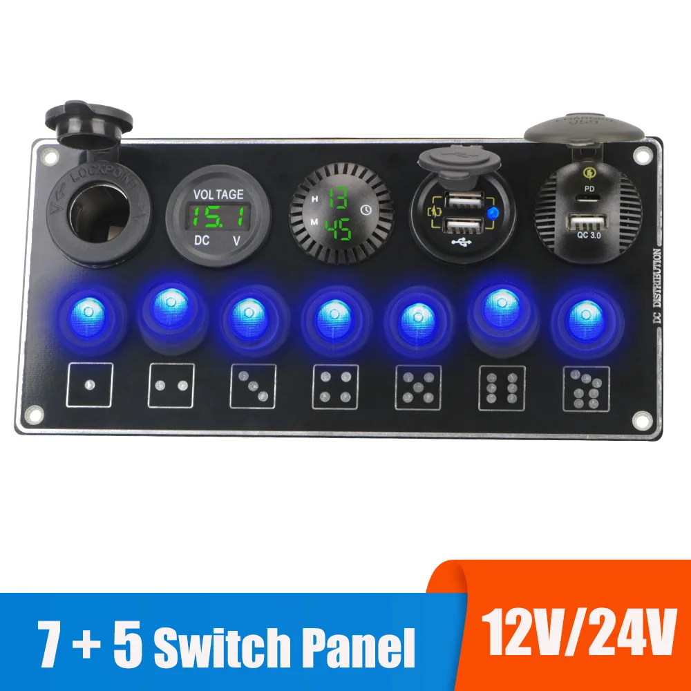 Car-Switch-Panel-7-Buttons-Rocker-Light-Toggle-PD-USB-Chargers-3-0 ...