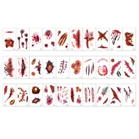 30pcs/Set Halloween Party Temporary Tattoos Zombie Makeup Scar Wound Blood Bleeding Tattoo Stickers Kids Women Men Cosplay 2