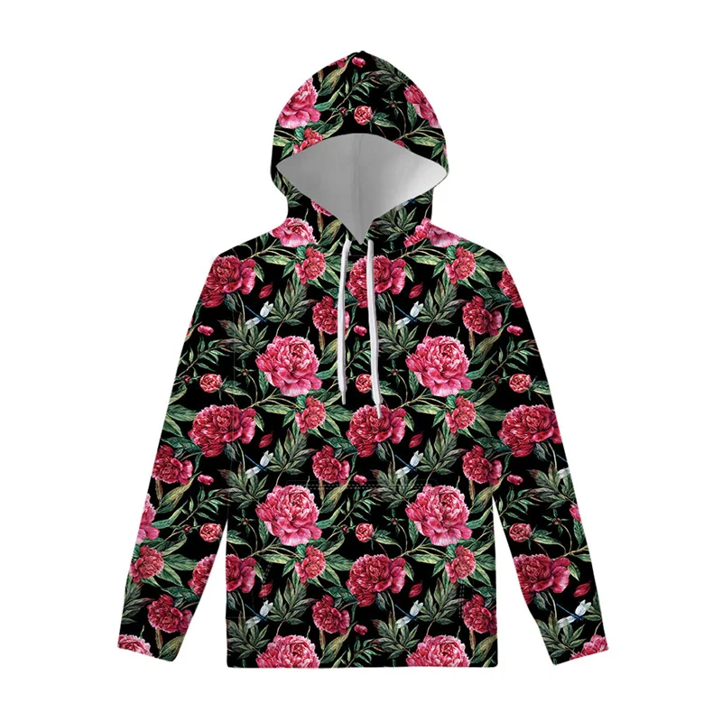 

Fashion Peony Rose 3D Printed Flower Hoodie Men Women Harajuku Floral Pattern Pullover Swearshirt Spring Autumn Casual Hoodies