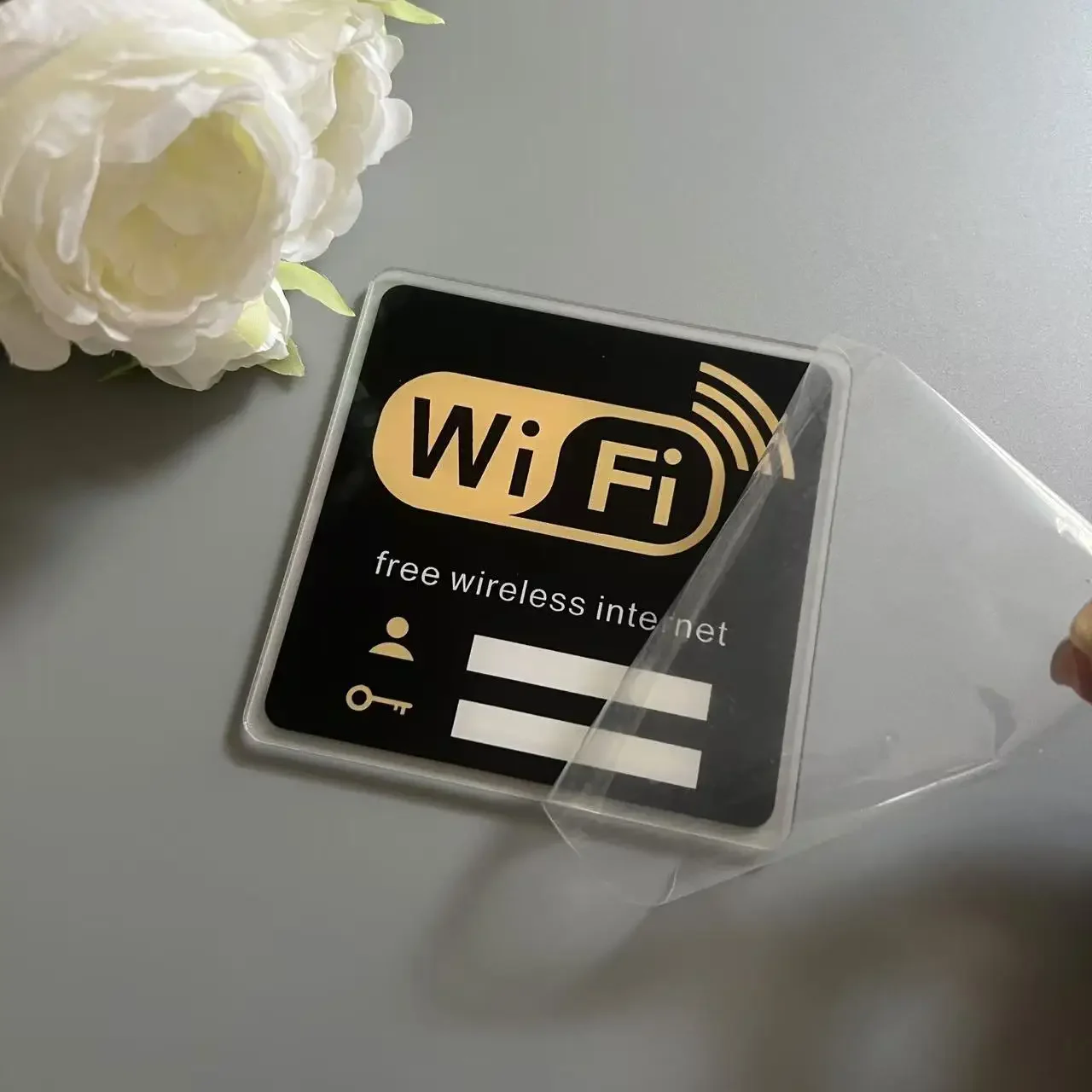 WIFI Sign Mirror Wall Stickers 3D Acrylic Rewritable Handwriting Account and Password For Public Shope Signage Decorate 3
