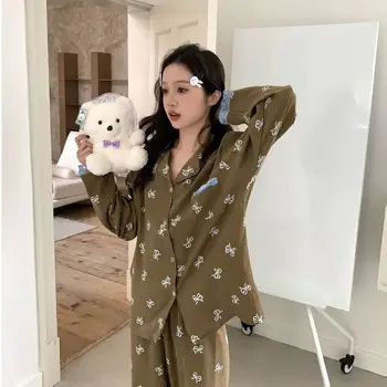 طقم بيجامة نسائي بيجامات تشيكاوا طقم ملابس منزلية ملابس منزلية بيجامات بأكمام طويلة ملابس نوم للسيدات ملابس داخلية لصالة النوم 2