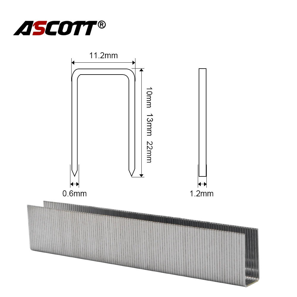 1000Pcs 20GA 스테이플 11.2mm 크라운 손톱 10/13/22mm U 자형 네일 건 손톱 가구 스테이플 실내 장식 목공 압정