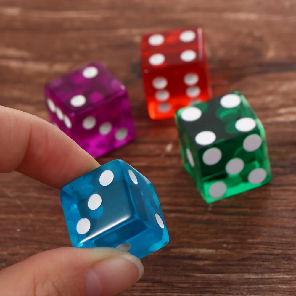 1Pcs Colorful 19mm Casino Dice with Razor Edges and Matching Serial Numbers Clear Translucent D6 Royal Craps