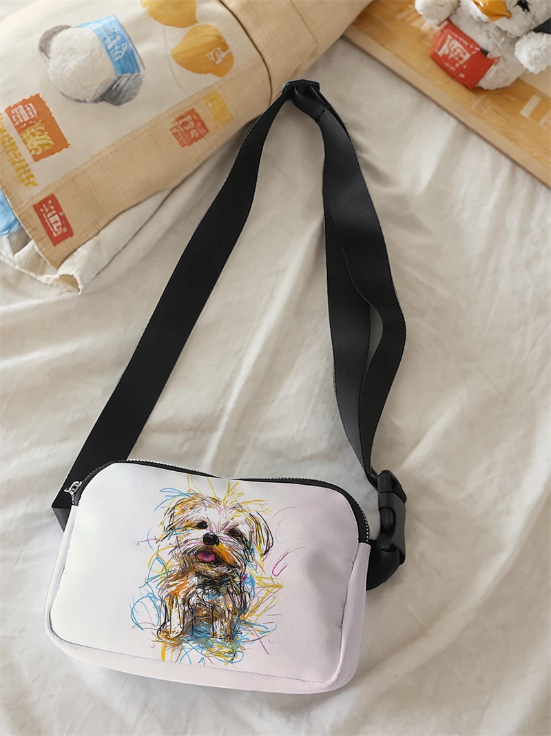 1pc,line dog fashionable adjustable crossbody bag, neutral sports waist bag, suitable for running