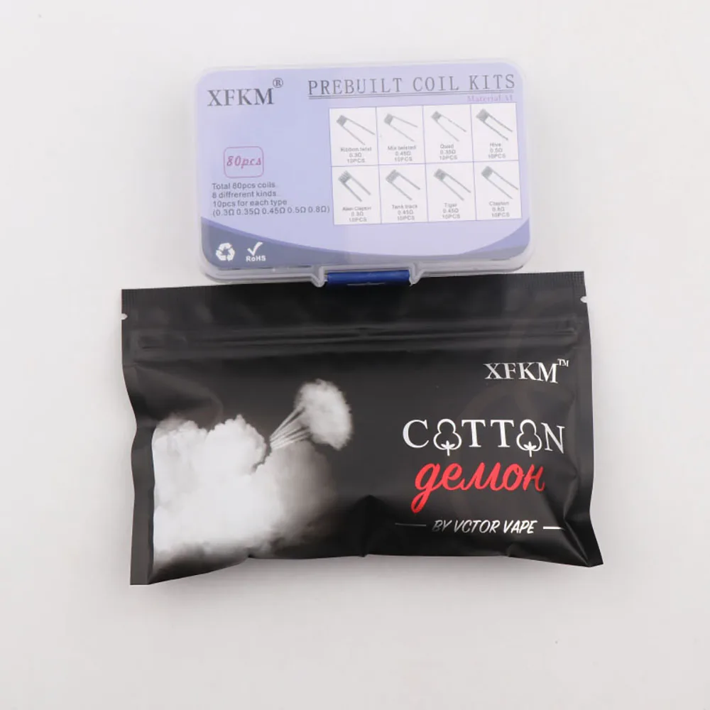 8 in 1 A1/316L Alien Clapton Coil Flat Twisted Fused Clapton Quad Tiger Heating Wire Resistance coil 80pcs XFKM