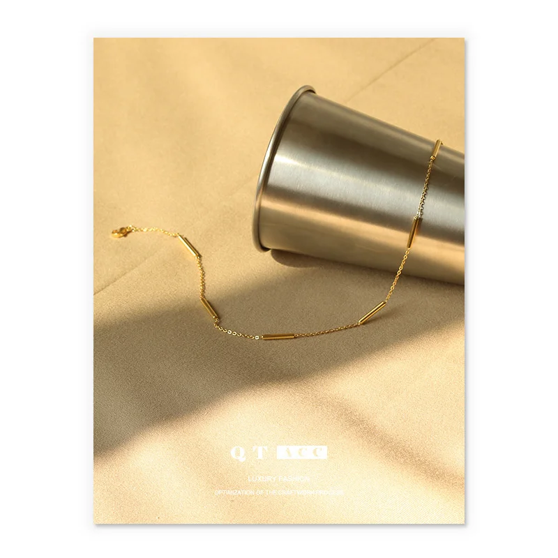 

Ожерелье из титановой стали, эксклюзивное колье с вакуумным гальваническим покрытием высокого цвета, минималистичный дизайн, INS стиль, элегантное ожерелье