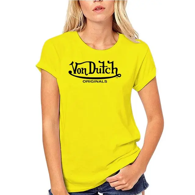 2020Von Dutch originals Logo White T-shirt for Men Size S-3XL 100%Cotton yellow