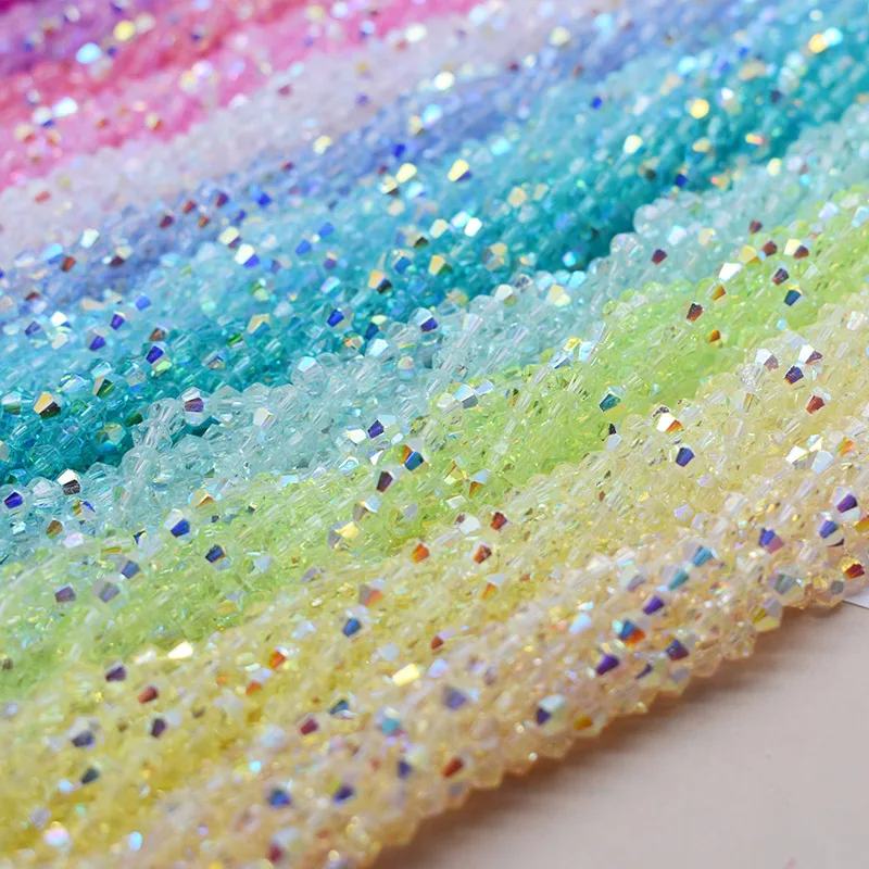 4mm 2 strand 160pcs AB Color Bicone Crystal Glass Beads Loose Spacer Beads Austria Faceted Crystal Jewelry Making DIY