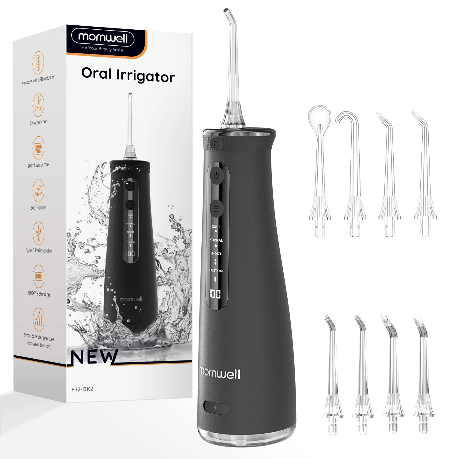 Advanced Oral Irrigator and Teeth Whitening Water Flosser with Sonic Cleaning Technology and Large Capacity Tank
