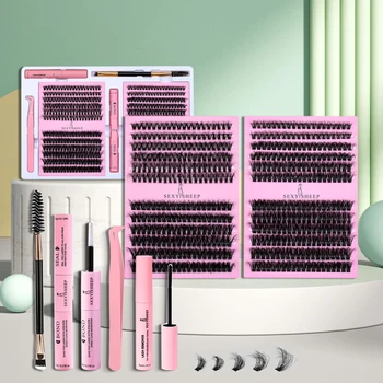 DIY False Eyelashes Clusters Extensions Individual Lashes Cluster Natural Segmented With glue Remover lash brush tweezers