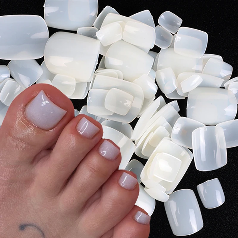 24pcs cute press on toenails glossy fake toe nails tips short false