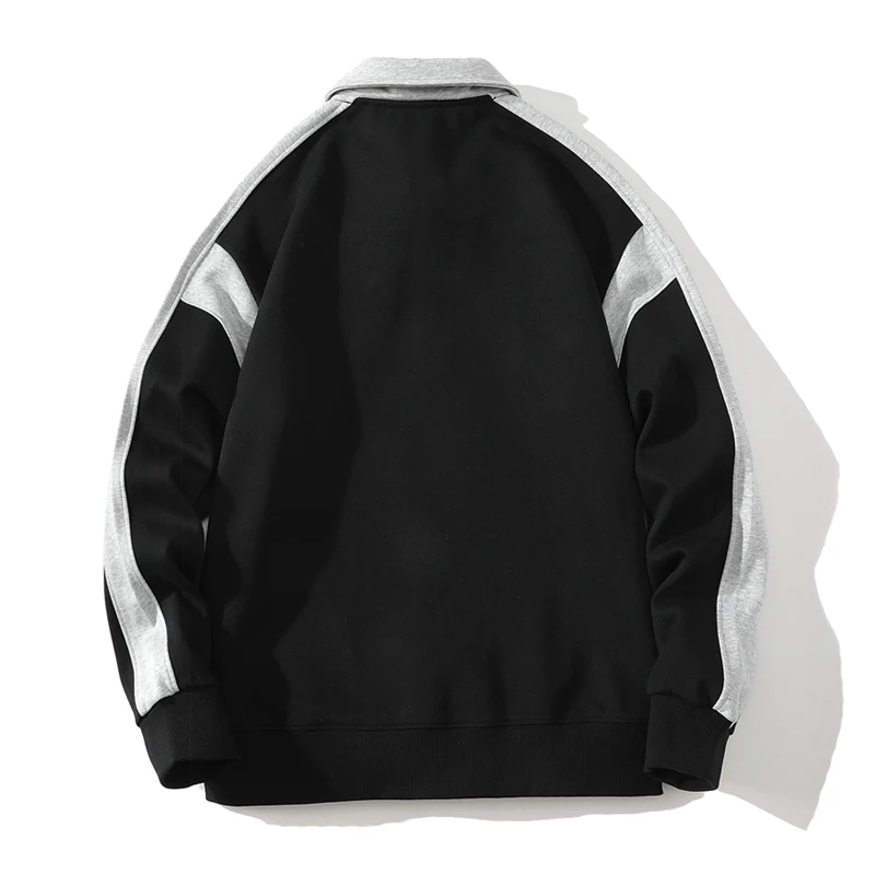 Men's Hoodie Spring Autumn 2023 New Fashion Stand Collar Trendy Patchwork Printed Letter Pullover Loose Long Sleeve T-shirt Tops