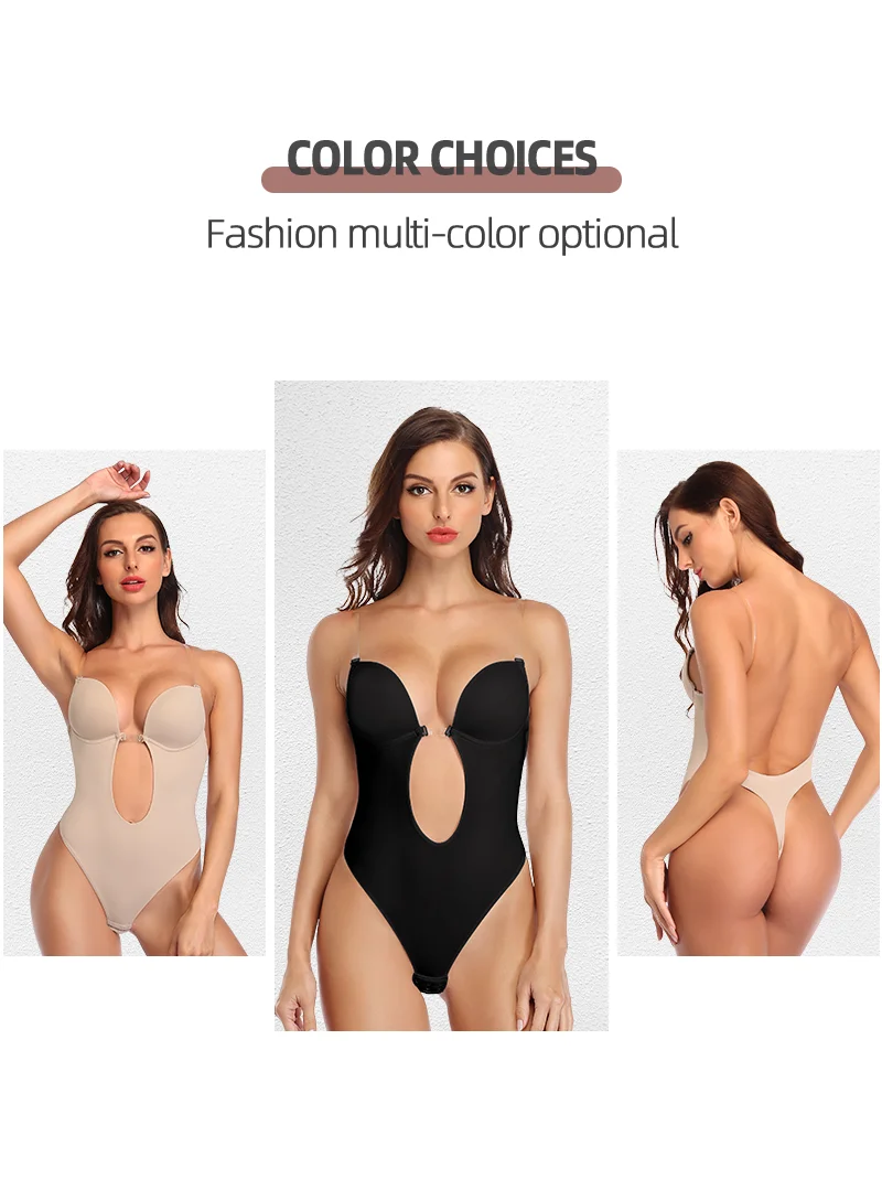 Thong Bodysuits Lingeries For Women Sexy Backless Deep V Neck Shaper COMFREE Party Invisible U Plunge Corset With Bras Shapewear