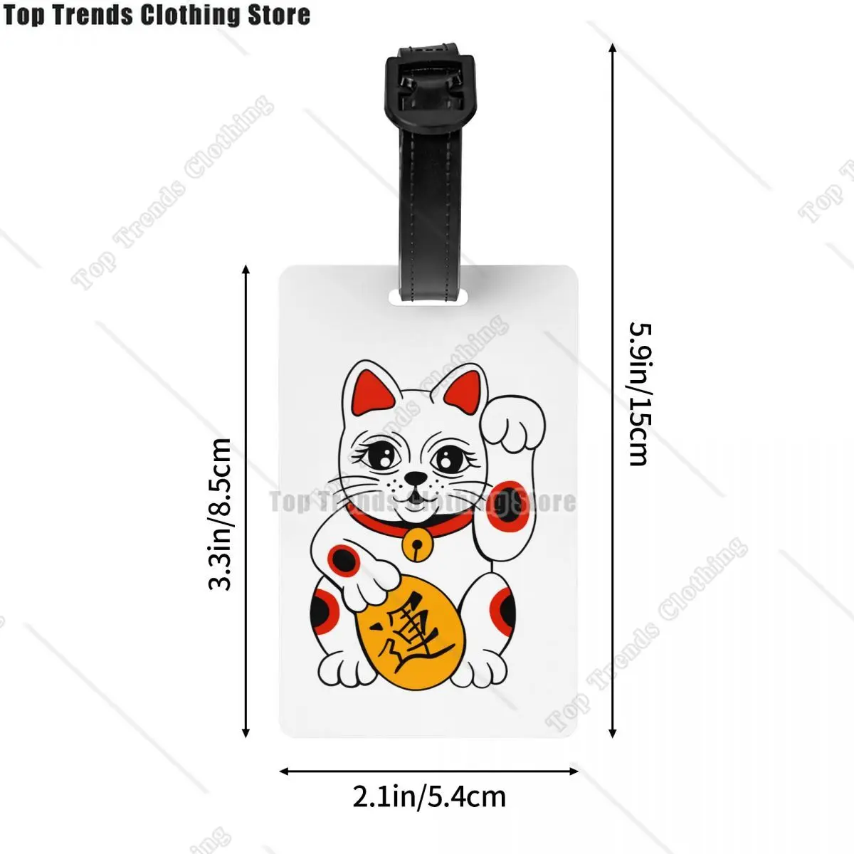 Japanese Maneki Neko Waving Lucky Cat Luggage Tag for Suitcases Privacy Cover ID Label 3