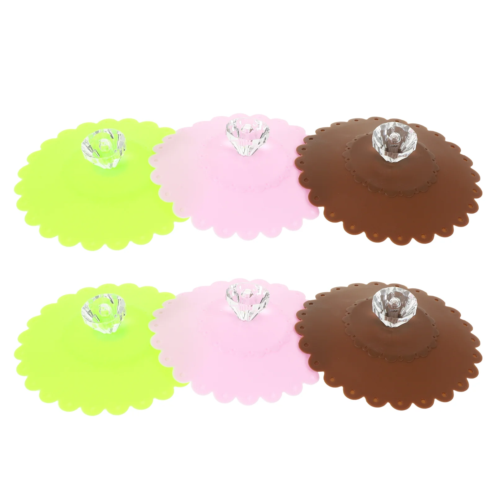 

10.5CM Transparent Diamond With Flower Pattern Cup Lids Dust-Proof Silicone Mug Cover Bright Color Drink Cup Lids