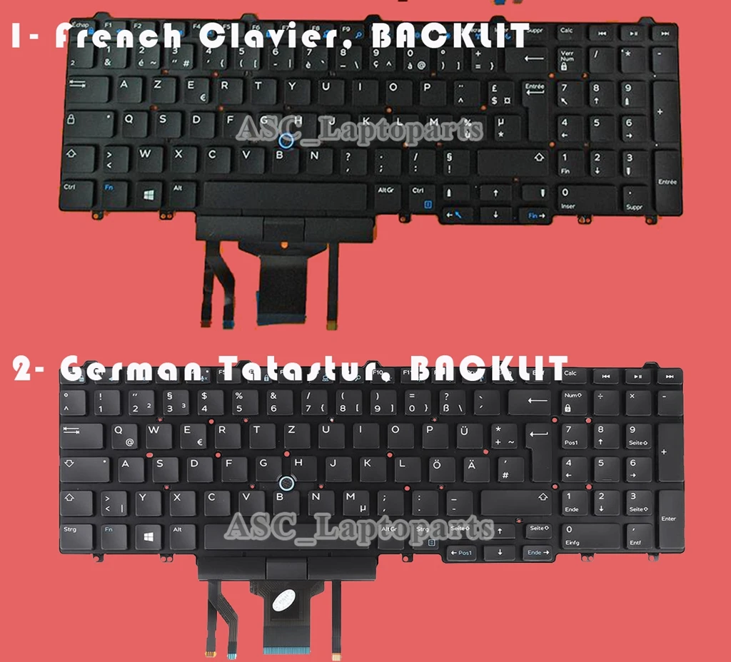 Nuova Tastiera Tatastur Fench Clavier Azerty/Tedesca Per Dell Precision 3530 7530 7730 E7530 M7530 Puntatore Retroilluminato